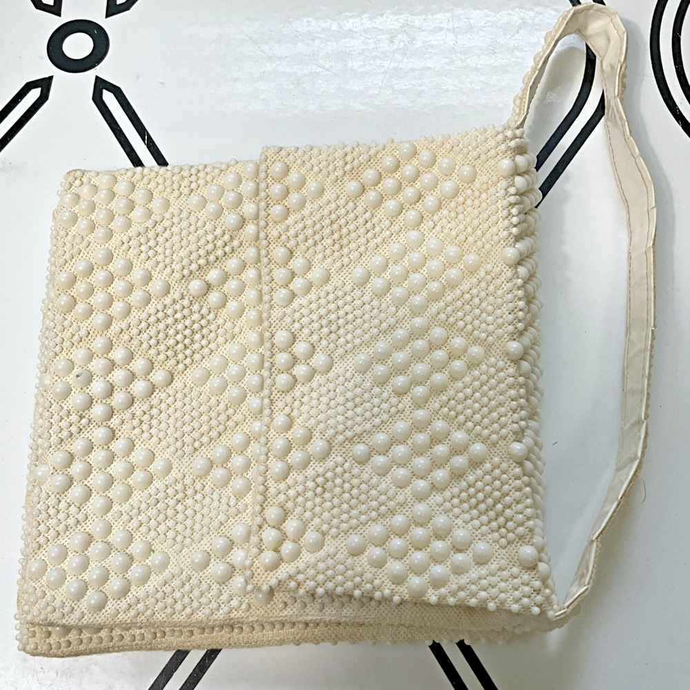 VTG Candy Dot Purse 1960s Plastic Beaded Handbag Pocketbook 2 Compartments - Picture 15 of 16